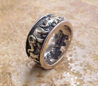 Elephants ~ Sterling Silver Textured Oxidized Fashion Band Ring Sz 6