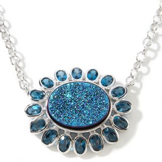 Sima K Drusy and London Blue Topaz Sterling Silver 16 Necklace