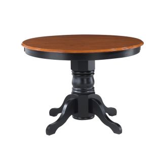Home Styles Round Pedestal Dining Table   Black with Cottage Oak at