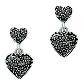 105 9016 marcasite sterling silver double heart drop earrings rating