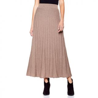 American Glamour Badgley Mischka Pleated Maxi Sweater Skirt