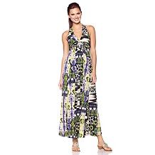 IMAN Global Chic Holiday Glamour Printed Flowing Maxi Dress