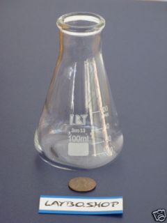 Lot 12 Erlenmeyer Flasks 100ml Lab Glassware Chemistry