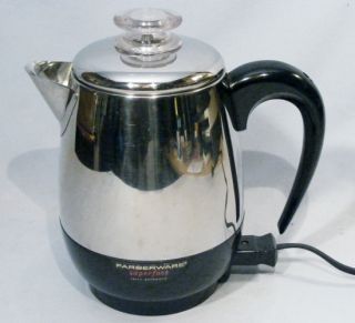 Vtg FARBERWARE 2 4 cup STAINLESS STEEL Coffee Maker Pot PERCOLATOR No