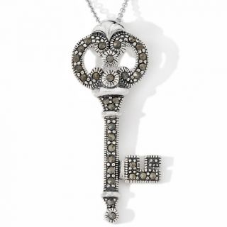 106 5242 sterling silver marcasite key pendant note customer pick