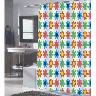  Flowers on White Fabric Shower Curtain Extra Long 72 x 84 New