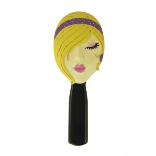 Hand Mirror Sleeping Face Blonde Purple Headband Makeup