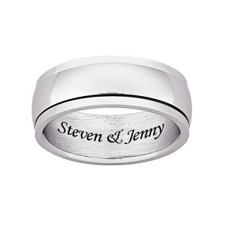107 9471 men s stainless steel polished engraved spinner band ring