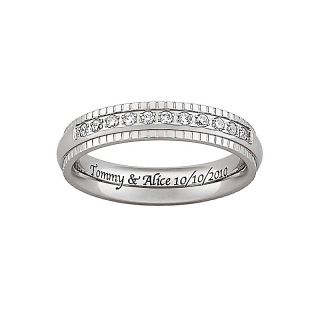 113 1593 ladies titanium cz beaded engraved band rating be the first