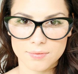  Cat Eye Clear Lenses Black Frame Womens Vintage Eyeglasses Glasses