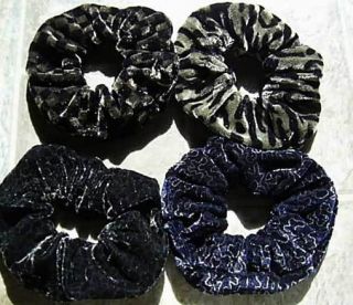 Dark Velvet Fabric Scrunchies Regular Size Black Blue Neutral Taupe