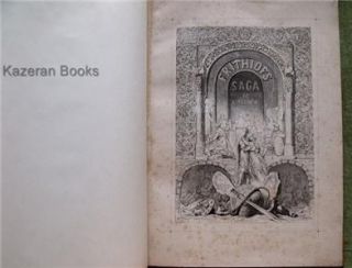Antique Danish Text Leather Epic Poem Book Frithiofs Saga E Tegner
