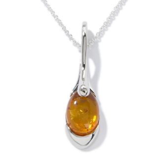 106 1465 honey amber sterling silver pendant with 18 cable chain