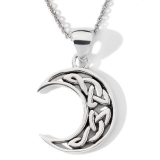 107 4617 sterling silver crescent moon and knot pendant with cable