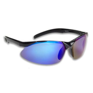 Fisherman Eyewear Polarized Sunglasses Trident Black Frame Blue Mirror