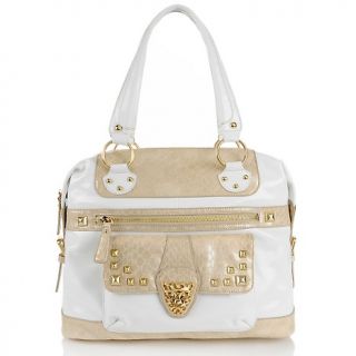 117 022 sharif sharif patent leather satchel with embossed trim rating