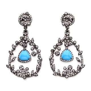 Jewelry Earrings Drop Rarities Blue Turquoise and White Topaz