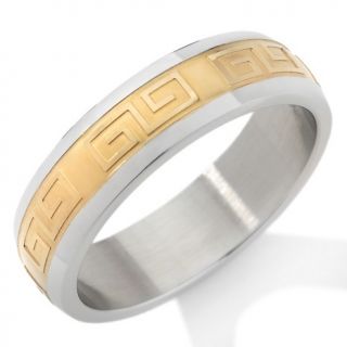 118 284 men s 2 tone stainless steel greek key 6mm band ring rating 3