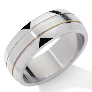 115 936 men s stainless steel brushed stripe 8mm wedding band note