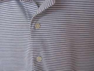 Mens Fairway Greene Pureformance Polo Golf Shirt Blue White Coolmax