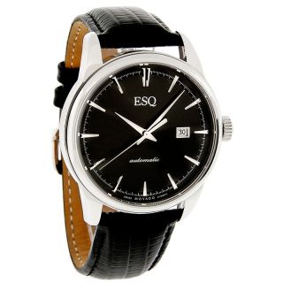 ESQ by Movado Chronicle Mens Swiss Automatic Black Leather Dress Watch