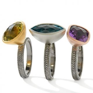 Sima K Multigemstone Multicut Sterling Silver Set of 3 Rings