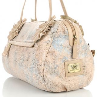 Sharif Stingray Embossed Leather and Floral Satchel