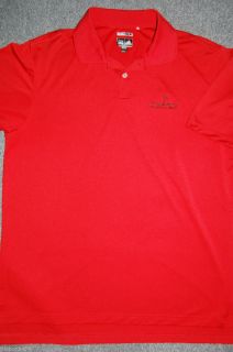 Adidas ClimaLite Nick Faldo Embroidered Red Polyester Golf Shirt Mens