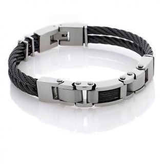215 126 men s stainless steel and black double cable 8 bracelet rating