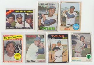 Tony Oliva Different Card Lot Vintage Star Twins 1966 1967 1968 1969