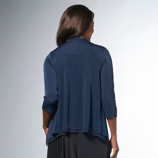 Slinky® Brand Georgette Drape Front 3/4 Sleeve Shawl Jacket