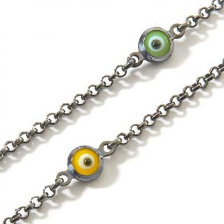 Multicolor Glass Sterling Silver Evil Eye 18 1/4 Necklace