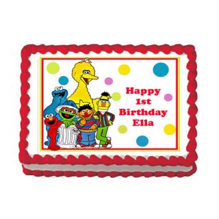 Sesame Street Elmo Cookie Monster Edible Birthday Cake Party Image