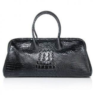 Clever Carriage Company Croco Embossed Italian Leather Satchel