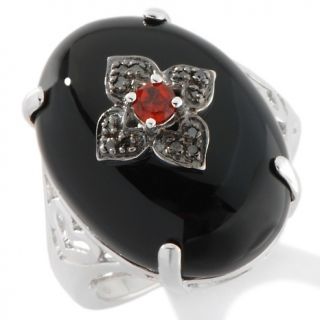 148 267 black onyx garnet and black diamond accented sterling silver