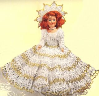 Vintage Crochet Fairy Queen Doll Dress 8 in Pattern
