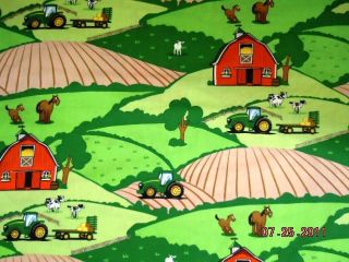 John Deere Fabric Tractor Fabric Farm Animal Scenic 35 x 44 Baby