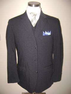 Emanuel Ungaro mens 3btn dark charcoal gray wool sport coat jacket