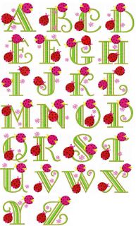  auction is a set of 26 ladybugs letters embroidery designs designed