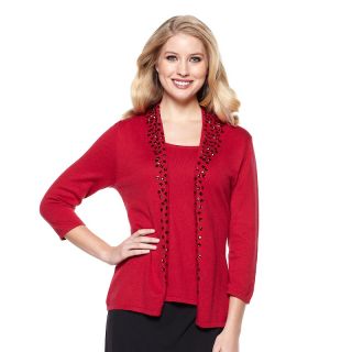 Jeffrey Banks B Luxe Womens Embellished Sweater Set