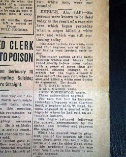1930 Emelle Al Alabama Race Riot Negroes Old Newspaper
