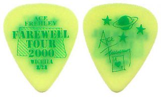 KISS Ace Frehley Farewell City Guitar Pick  Wichita neon yellow 8/28