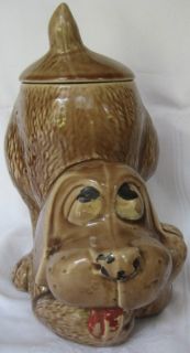  Pottery Thinking Hound Dog Ceramic Brown Cookie Jar Rare 1970 Mint