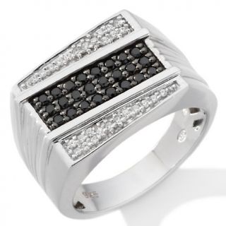 152 427 men s absolute black and white pave 3 row sterling silver ring