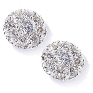 Diamond 14K White Gold Cluster Stud Earrings   1.55ct