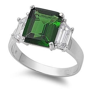 ring size 9 emerald cut emerald and clear cz search