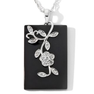 157 972 black onyx and diamond rose design pendant with 18 chain