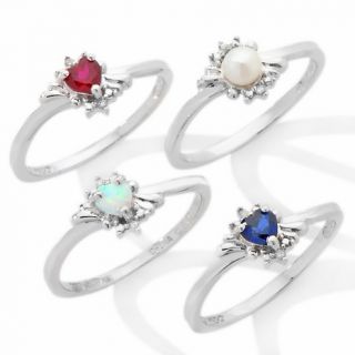 Precious Moments® Heart Shaped Birthstone Sterling Silver Ring with
