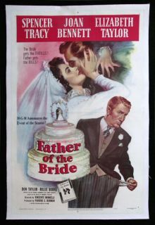 FATHER OF THE BRIDE * CINEMASTERPIECES ELIZABETH TAYLOR MOVIE POSTER