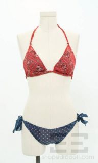 Etoile Isabel Marant 2 Piece Blue & Red Cotton Bikini Size 0 NEW